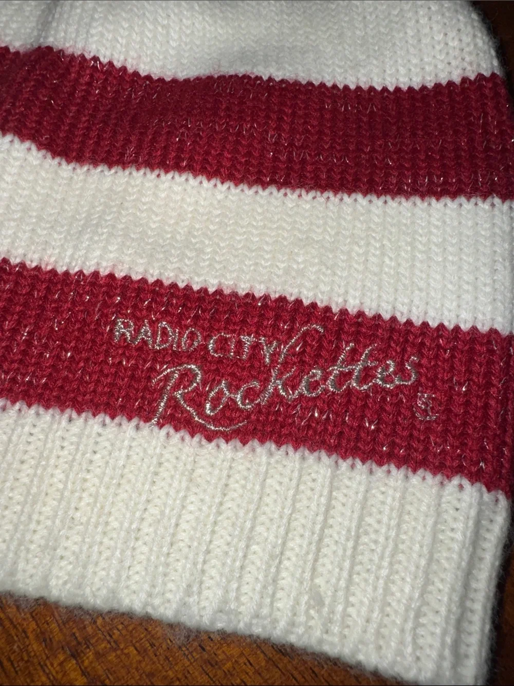 Y2K Radio City Music Hall Radio City Rockettes Red & White Striped Beanie